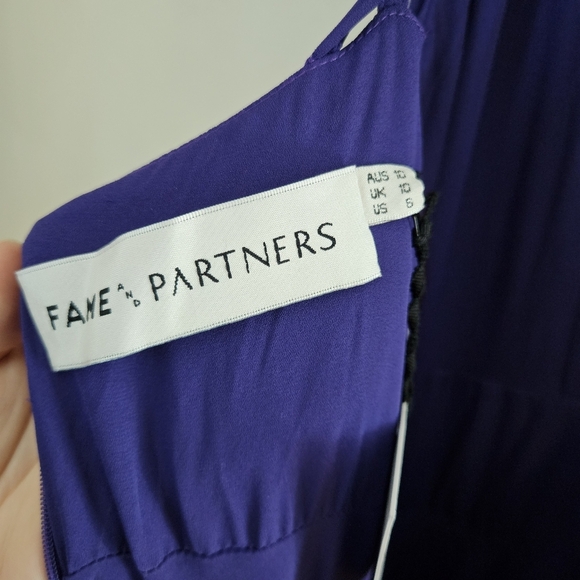 Fame and Partners Gown Purple Maxi Dress Cutouts Sleeveless Formal Slit Womens 6 - Picture 9 of 11